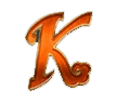 a orange letter k on a black background